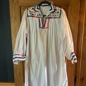 Vintage cotton embroidered dress large